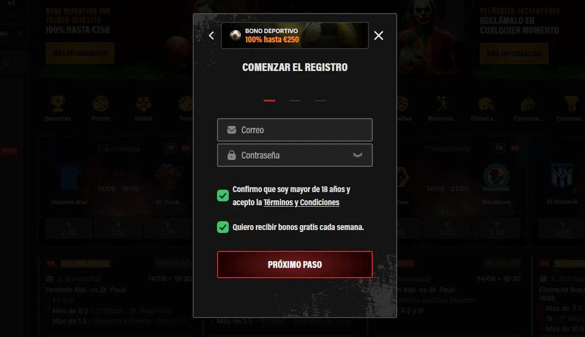 Jokery Casino registro e inicio de sesión