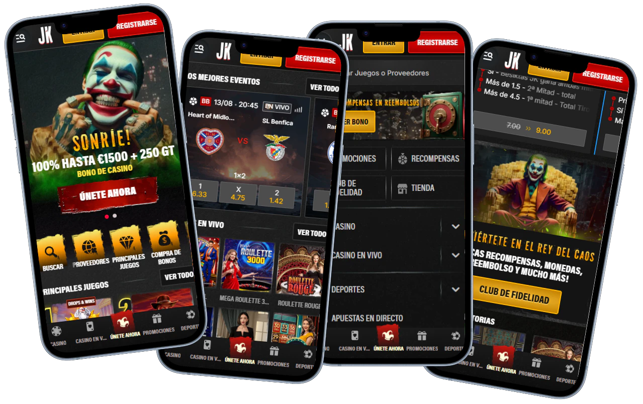 Jokery Casino versión móvil con juegos, apuestas y fidelidad